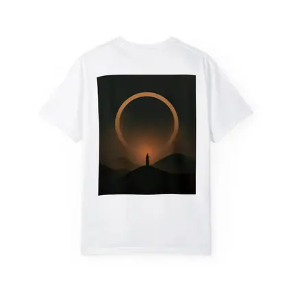 Lone Figure Desert Eclipse Glowing Ring