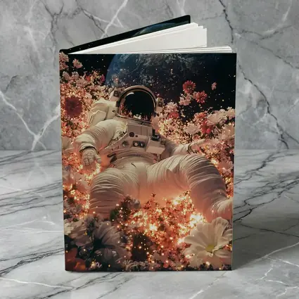 Astronaut Floating Among Flowers Earth Background