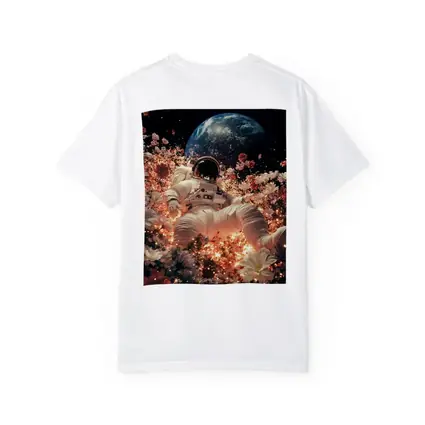 Astronaut Floating Among Flowers Earth Background