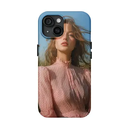 Young Woman Pink Dress Summer Meadow