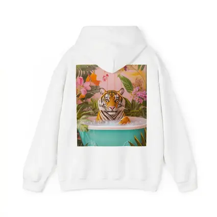 Tiger Relaxing In Tropical Floral Bath