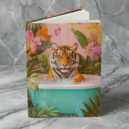 Tiger Relaxing In Tropical Floral Bath