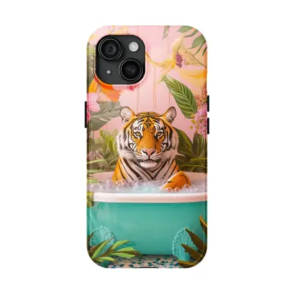 Tiger Relaxing In Tropical Floral Bath