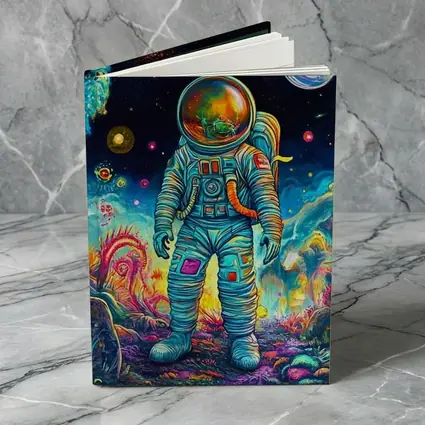 Astronaut Standing In Colorful Alien Landscape