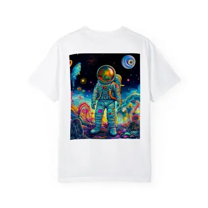 Astronaut Standing In Colorful Alien Landscape