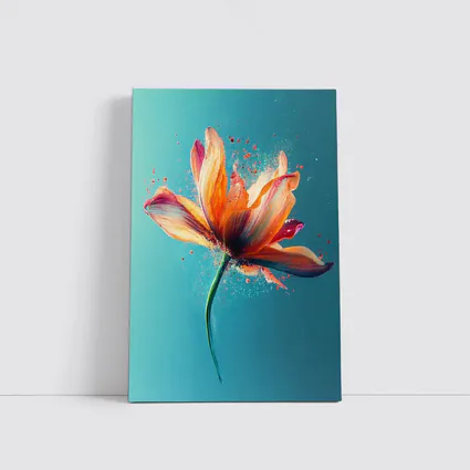 Orange Tulip Flower Explosion Teal Background