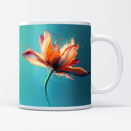 Orange Tulip Flower Explosion Teal Background