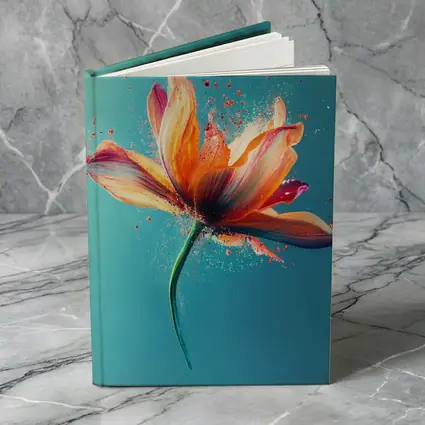 Orange Tulip Flower Explosion Teal Background