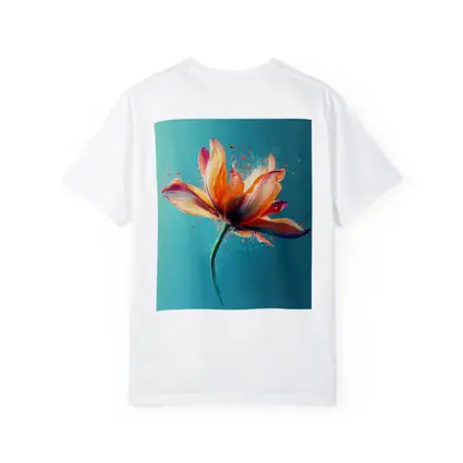 Orange Tulip Flower Explosion Teal Background