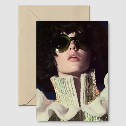 Retro Woman Green Sunglasses Sequin Fashion Portrait
