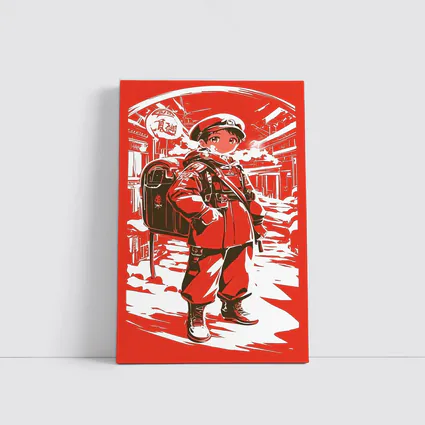 Anime Manga Girl Postal Worker Red City