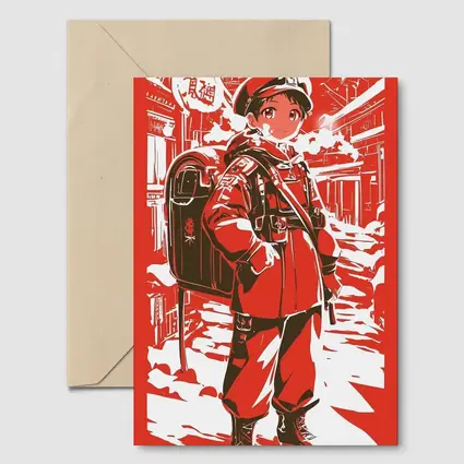 Anime Manga Girl Postal Worker Red City