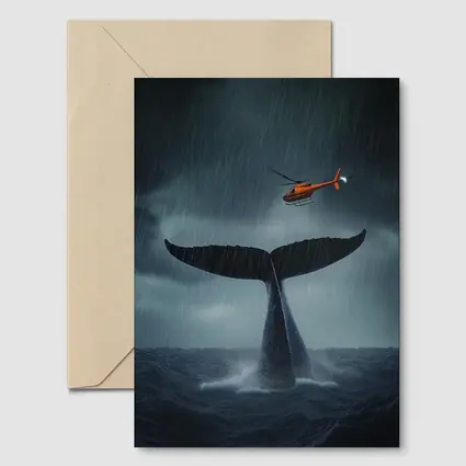 Whale Tail Rising Storm Sea Helicopter
