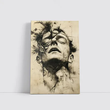 Expressive Charcoal Portrait Man Dark Abstract