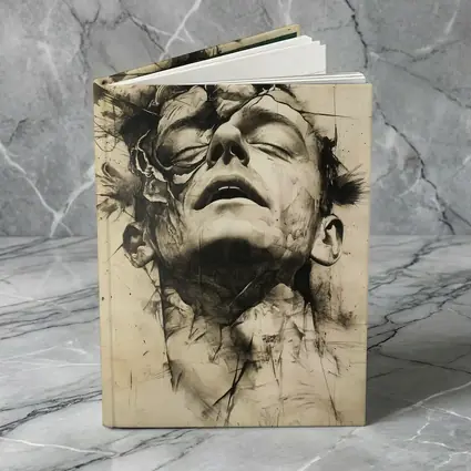 Expressive Charcoal Portrait Man Dark Abstract