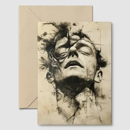 Expressive Charcoal Portrait Man Dark Abstract