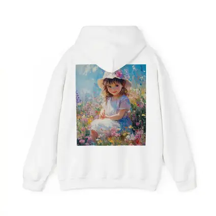 Little Girl Sitting in Wildflower Field Painting