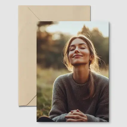 Woman Meditating Outdoors Golden Hour Nature