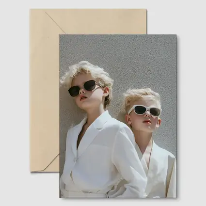 Two Blonde Kids White Blazers Sunglasses