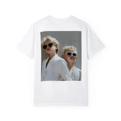 Two Blonde Kids White Blazers Sunglasses