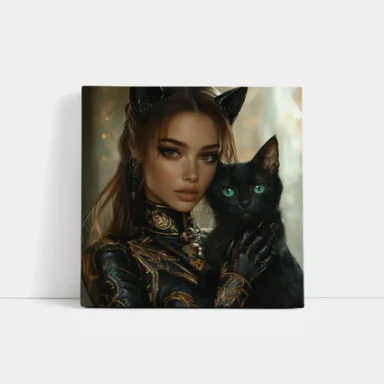 Fantasy Woman Cat Ears Black Cat Portrait