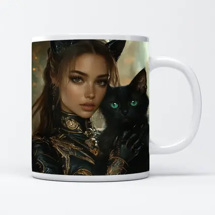 Fantasy Woman Cat Ears Black Cat Portrait