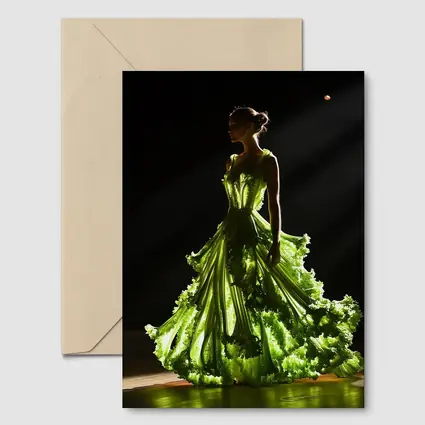 Woman Green Lettuce Gown Dark Stage