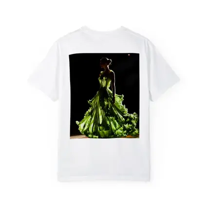 Woman Green Lettuce Gown Dark Stage