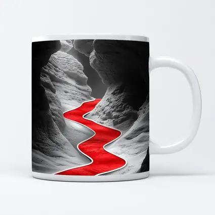 Red Winding Path Through Gray Canyon