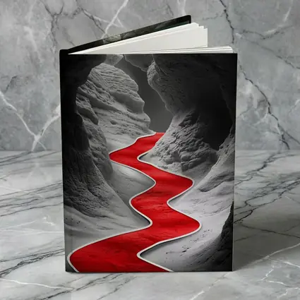 Red Winding Path Through Gray Canyon
