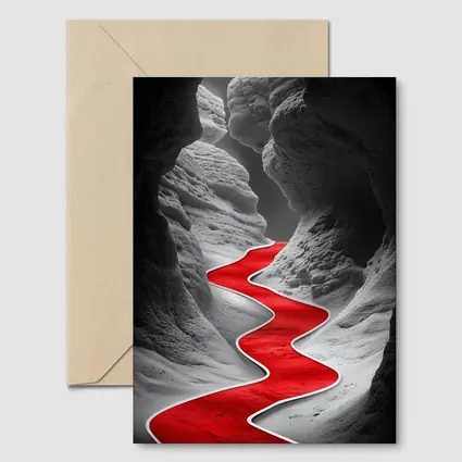 Red Winding Path Through Gray Canyon