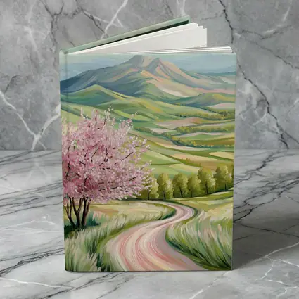 Cherry Blossom Tree Spring Valley Mountain Landscape