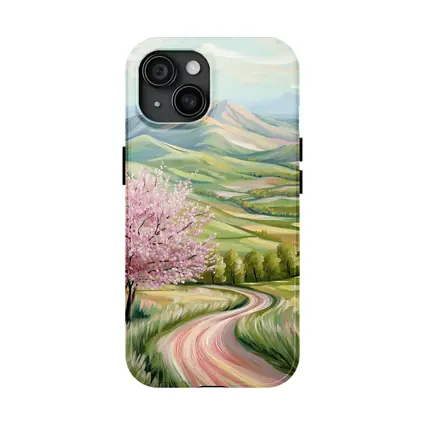 Cherry Blossom Tree Spring Valley Mountain Landscape