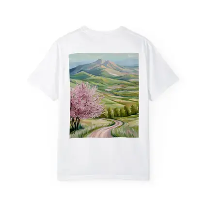 Cherry Blossom Tree Spring Valley Mountain Landscape