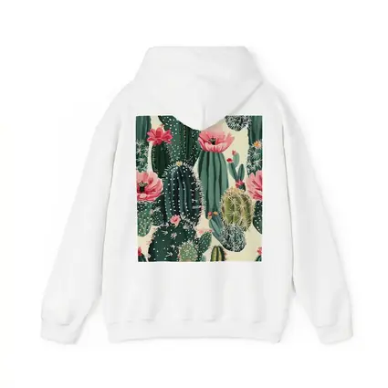 Flowering Cactus Pattern Green Pink Botanical