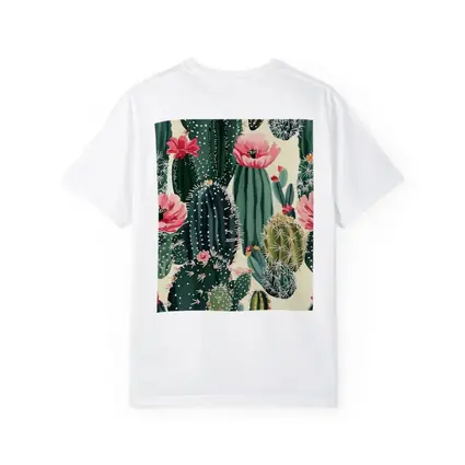 Flowering Cactus Pattern Green Pink Botanical