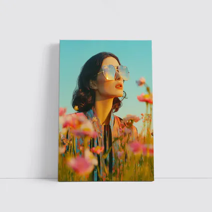 Woman Sunglasses Pink Wildflower Field Summer