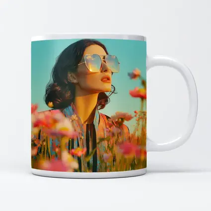 Woman Sunglasses Pink Wildflower Field Summer