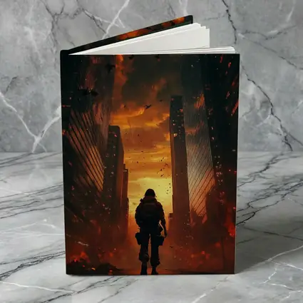 Soldier Standing In Burning City Streets