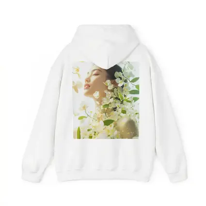 Asian Woman Portrait White Orchids Floral