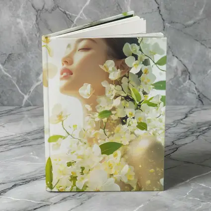 Asian Woman Portrait White Orchids Floral