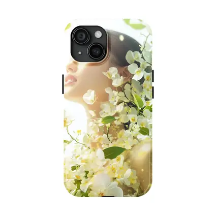 Asian Woman Portrait White Orchids Floral