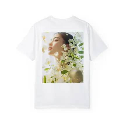 Asian Woman Portrait White Orchids Floral