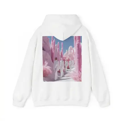 Surreal Pink Desert Figures White Landscape