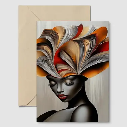Woman With Book Pages Headdress Art