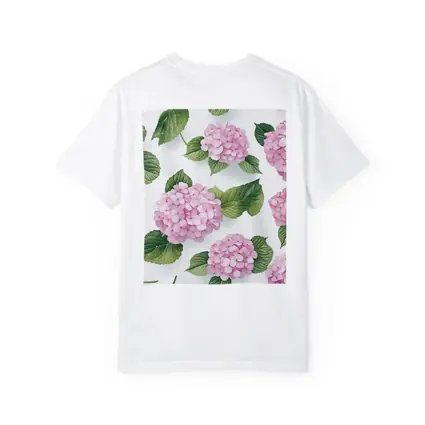 Pink Hydrangea Flowers Green Leaves White Background