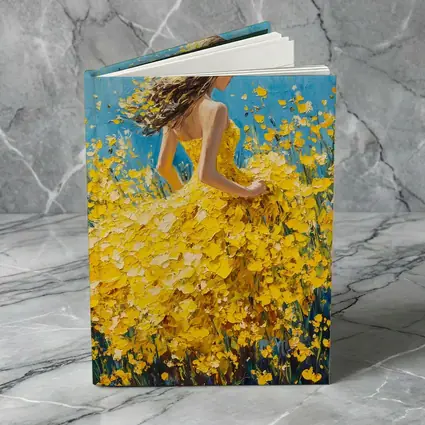 Woman in Yellow Dress Among Wildflowers