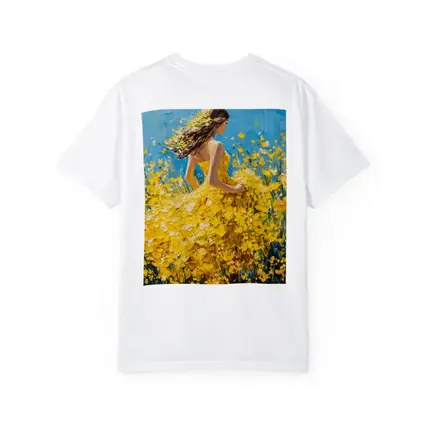 Woman in Yellow Dress Among Wildflowers