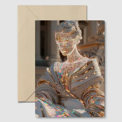 Holographic Greek Sculpture Classical Architecture Background