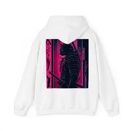 Black Cat Samurai Neon Pink City Night
